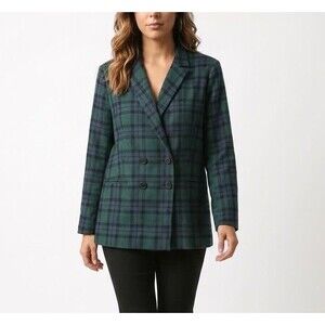 Saint And Sofia Cambridge Blazer Size 16 Plaid Double Breasted